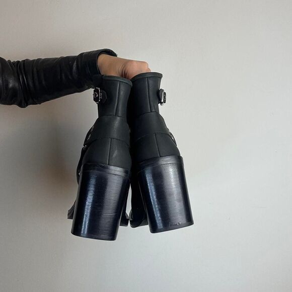 Jeffrey Campbell Handler Black Leather Motorcycle Biker Ankle Boots - Picture 5 of 8